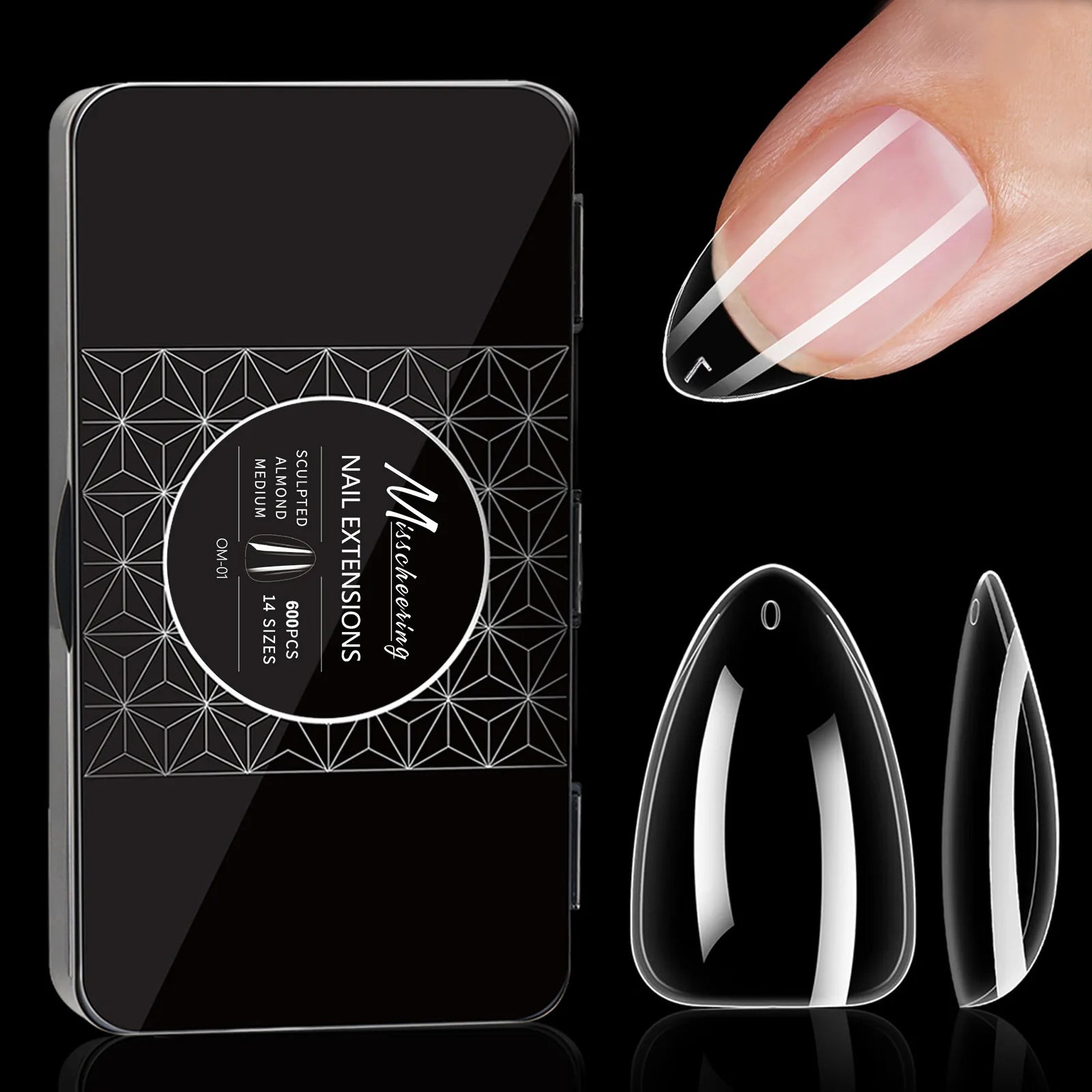 Boxed Transparent Fake Nails Mulit-Shaped Size Almond Coffin Press On Acrylic Nails For Manicure Art Extension Decoration