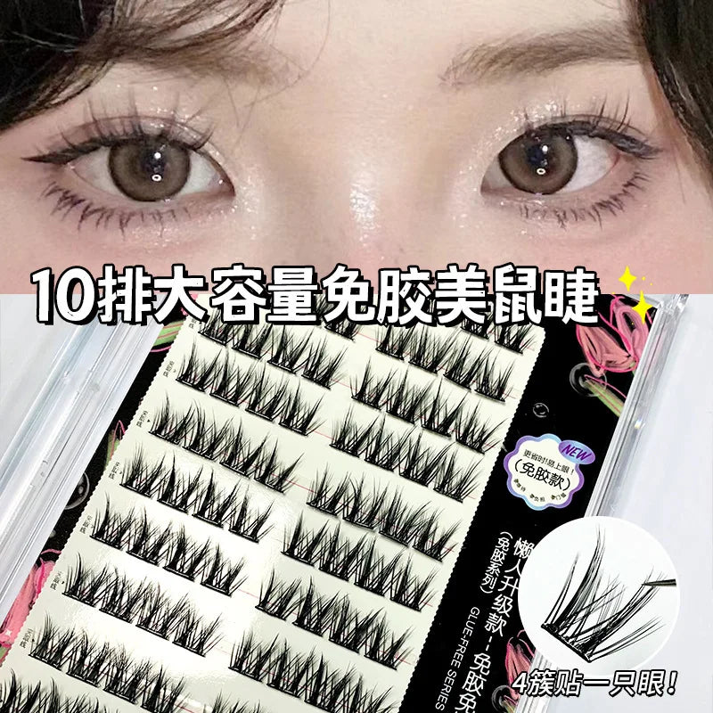 Voluminous Glue-free Self-adhesive False Eyelashes 5D Fluffy Thick Natural Curling Lash Easy Application Anime Eye