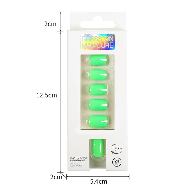 VITAGWX 24 Pcs False Nails Set Solid Color Press on Nails Short Artificial Reusable Nails Art Full Cover Stick on Nail Tips