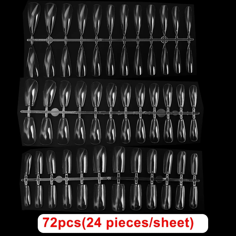 240pcs Ultra-thin Fake Nail Tips Extension Fully Transparent Artificial Press on Long Ballerinas Nails Art Tools False Nail Tips