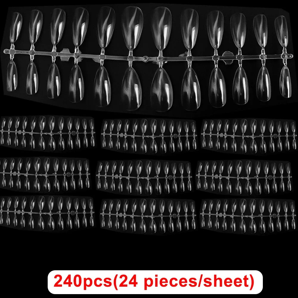 240pcs Ultra-thin Fake Nail Tips Extension Fully Transparent Artificial Press on Long Ballerinas Nails Art Tools False Nail Tips
