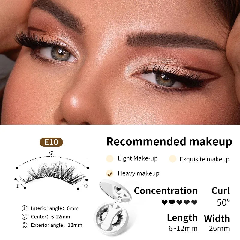 Brown Magnetic False Eyelashes Natural Soft Light Weight Eye Makeup Set With Applicater One-piece box Easy To Carry Eyelash Tool