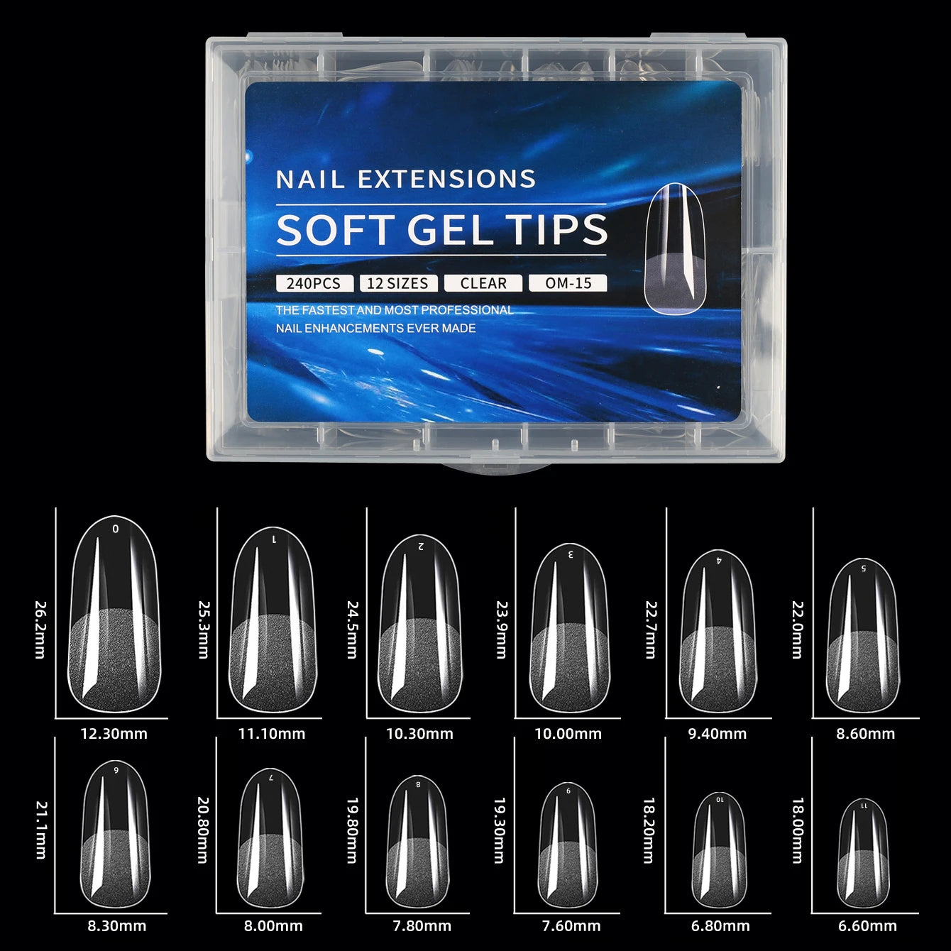 240pcs soft gel nail tips, half matte full coverage press-on nail tips almond square coffin french false nails thin front