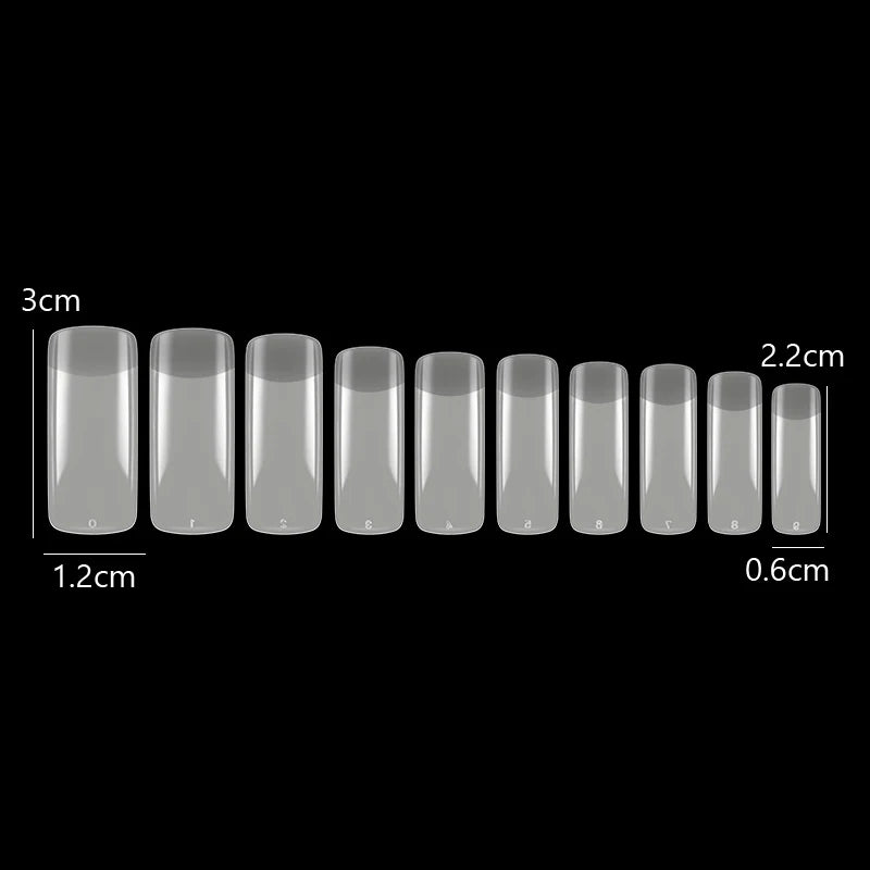 Set of 500 Natural Clear Full Cover False Nails with French Half Tips for Nail Art Manicure 10 Sizes