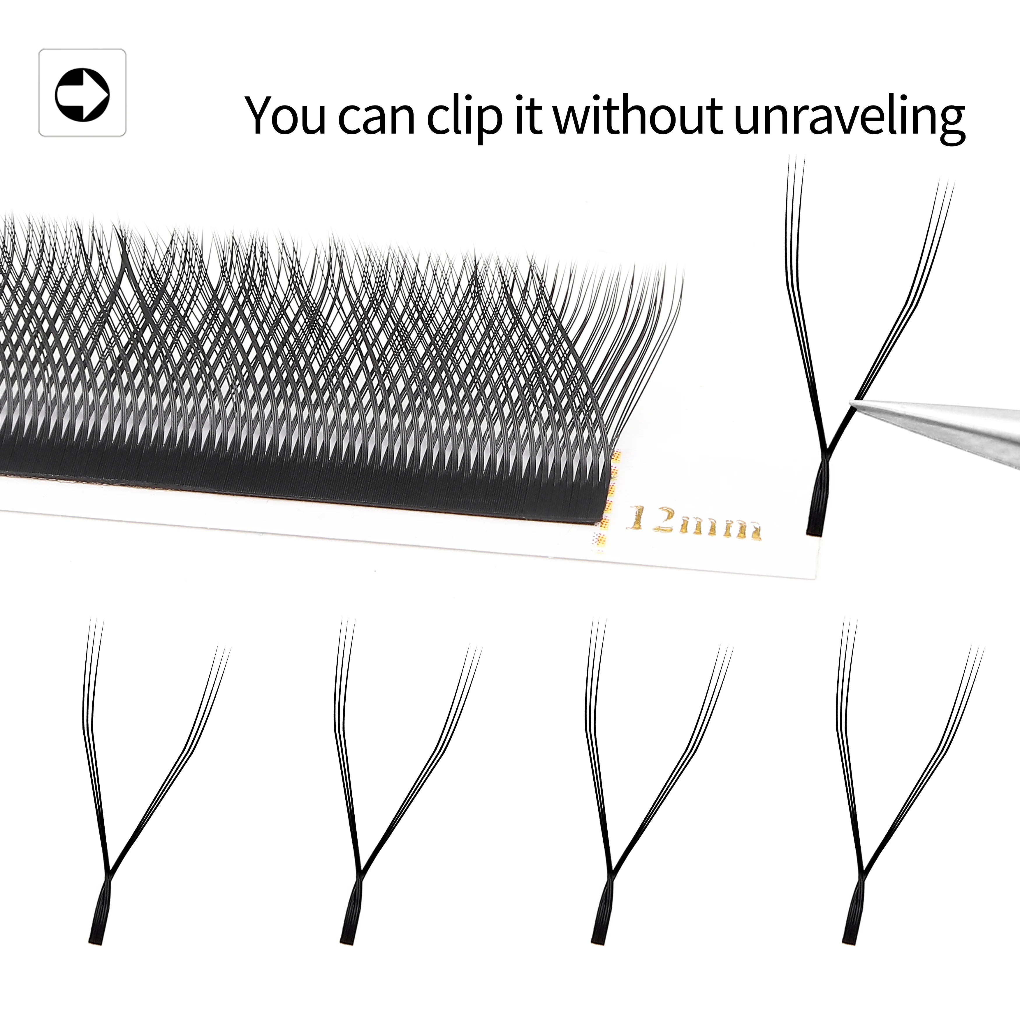 XIUSUZAKI 3D W Shaped Black Brown Eyelashes Extensions 3 Tips False Lashes Natural Soft Premade Volume Fans Individual Lashes