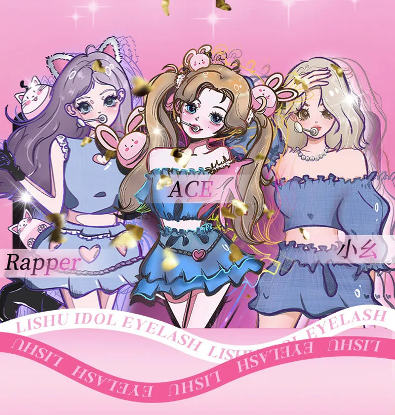 Lishu 72 Clusters False Eyelashes Manga Reusable Natural Cute Thick Long Fluffy Lashes Daily Makeup Enlarge Eyes