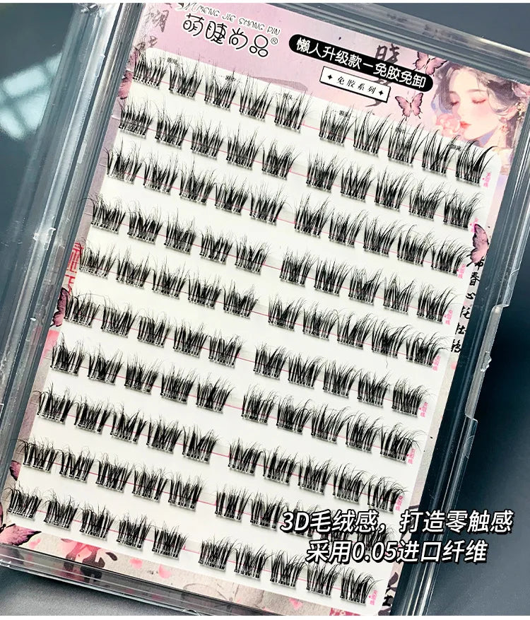 Voluminous Glue-free Self-adhesive False Eyelashes 5D Fluffy Thick Natural Curling Lash Easy Application Anime Eye