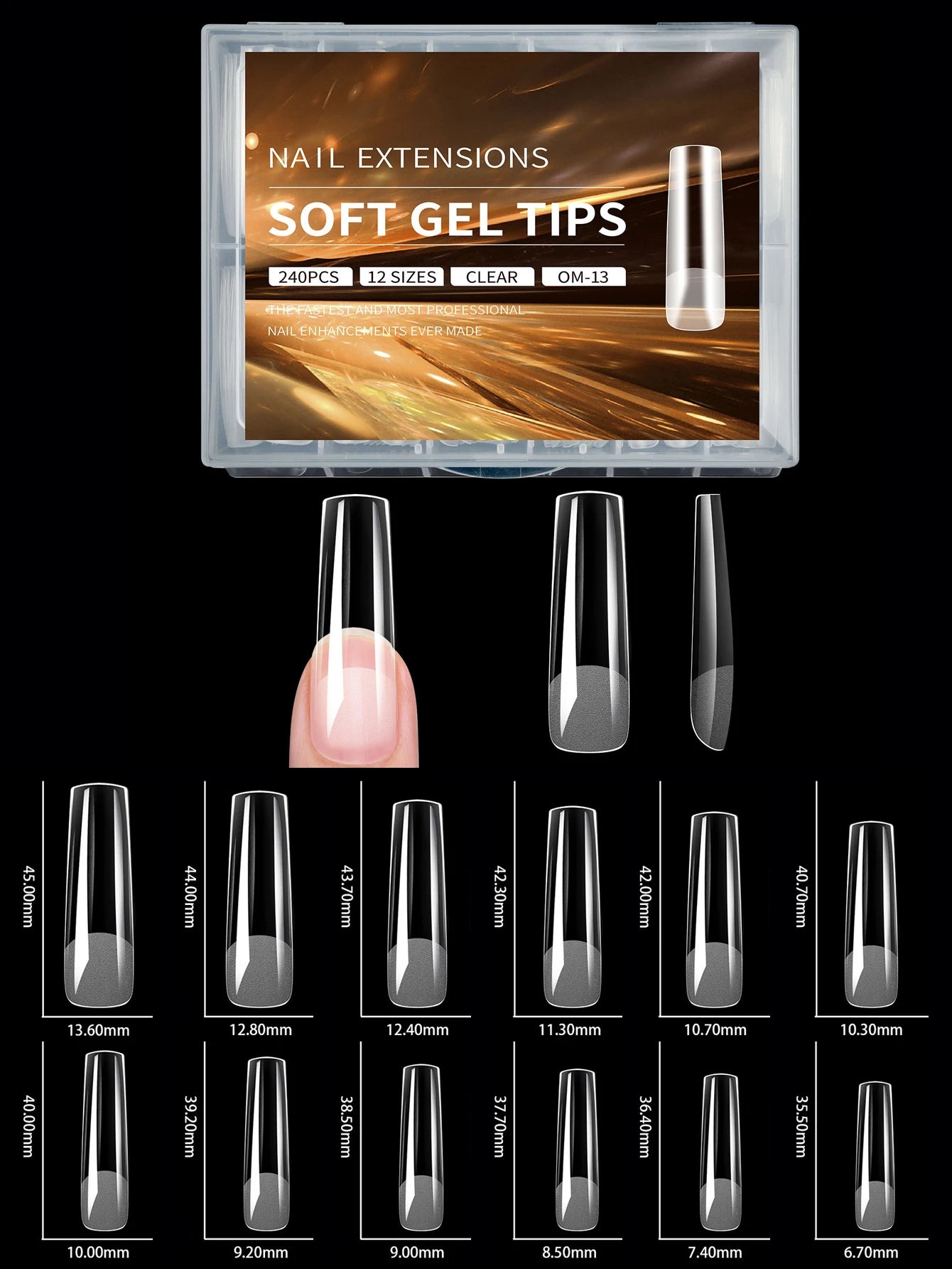 240pcs soft gel nail tips, half matte full coverage press-on nail tips almond square coffin french false nails thin front