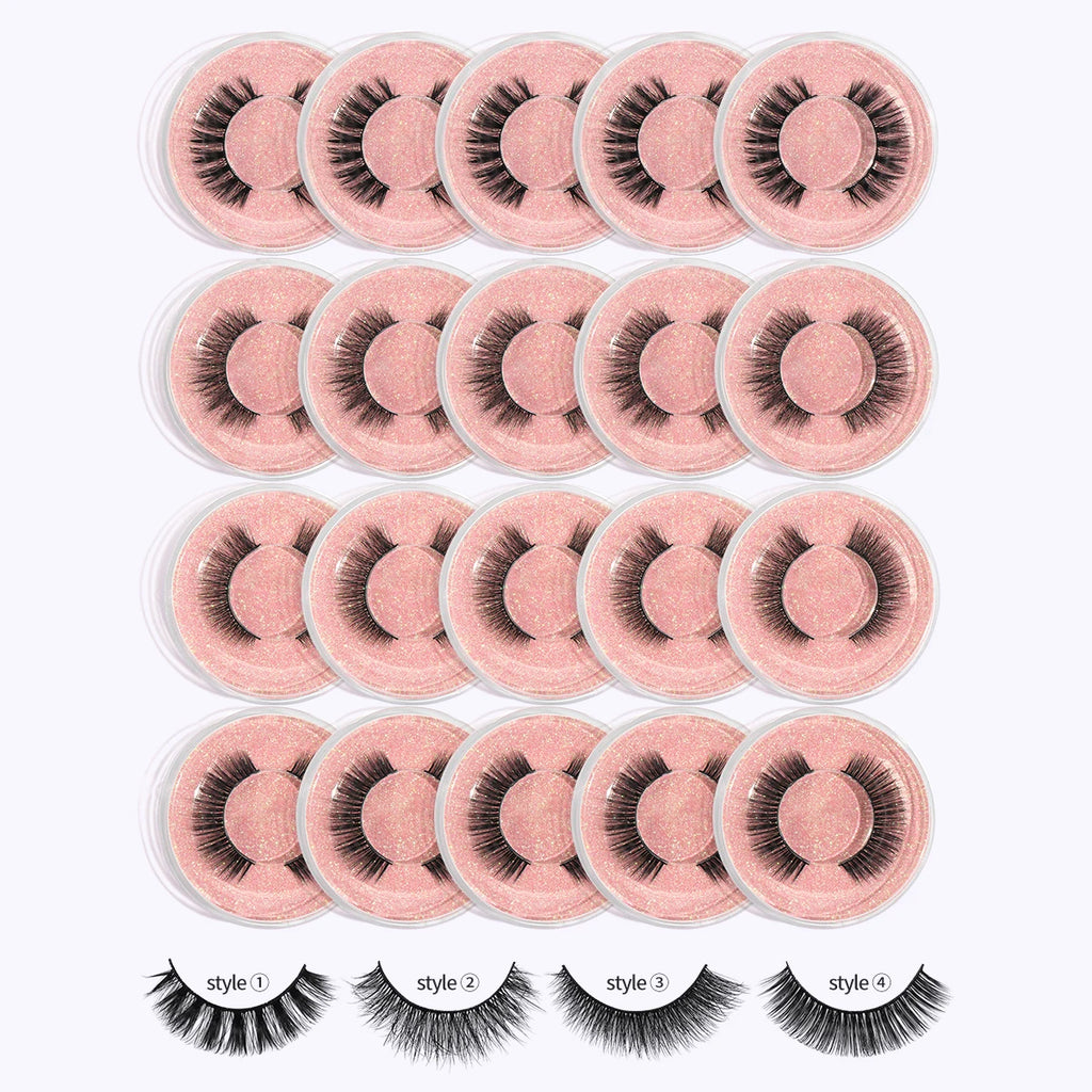 MAGEFY 20 Pairs False Eyelashes Mixed Style Curling Natural Reusable Portable Individual Packing Faux Lash Extension Beauty Kit