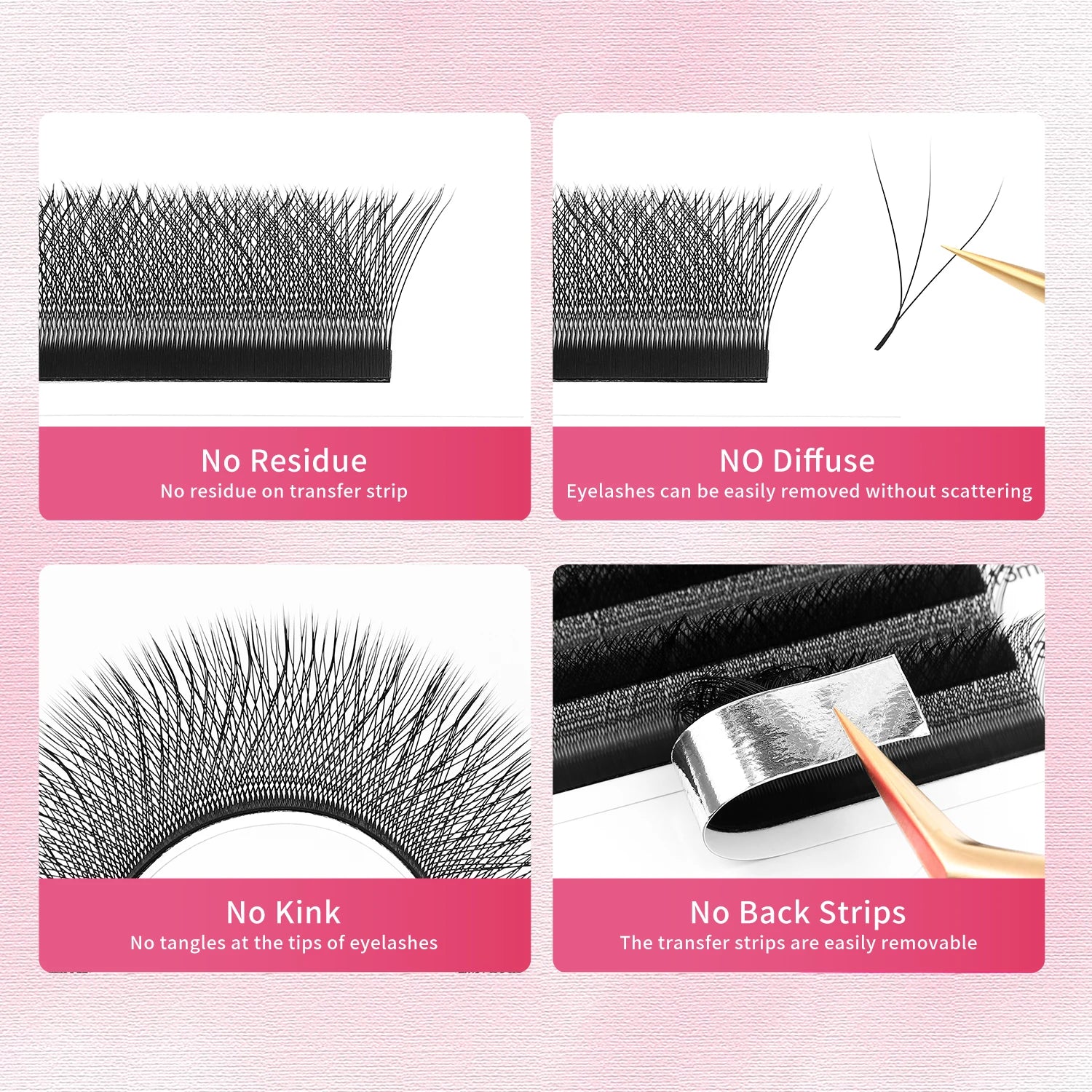 XIUSUZAKI 3D W Shaped Black Brown Eyelashes Extensions 3 Tips False Lashes Natural Soft Premade Volume Fans Individual Lashes