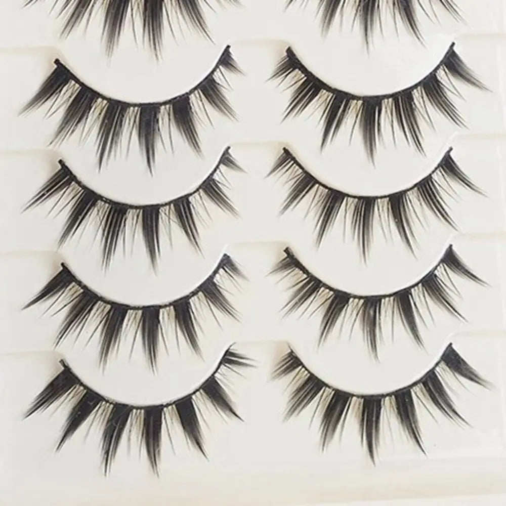 5Pairs Eyelashes Cos Dance Performance Eyelash Handmade Cross Eyelash Female Japanese Thai 3D Natural Manga Lashes Extension