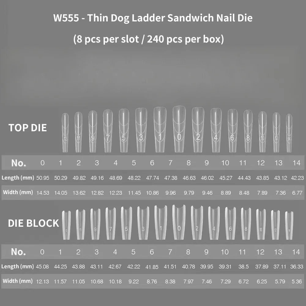 240pcs Nail Art Seamless Fine Dog Extension Free of Grinding Ultra-thin Frosted Nail Full Patch Sandwich Dual False Nail Tips