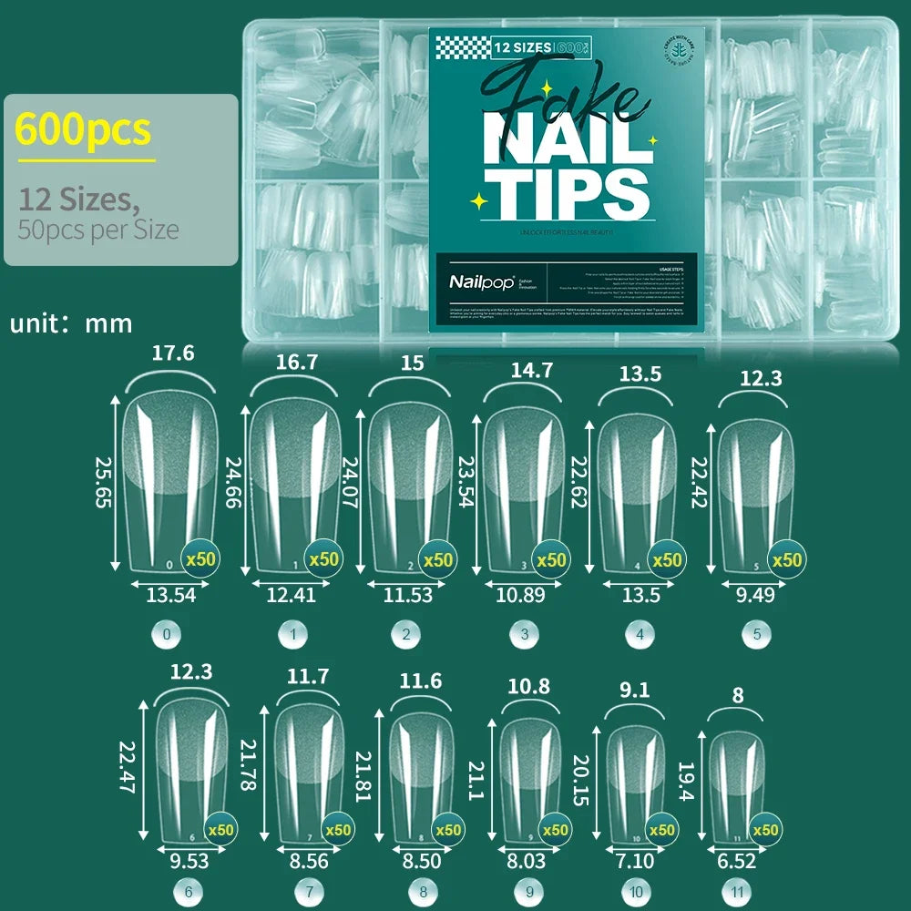 Nailpop Extra Short Nail Tips Half Cover Soft Gel Almond Shape False Nails 600pcs Gel x Tips for Nail Extension DIY Nail Art