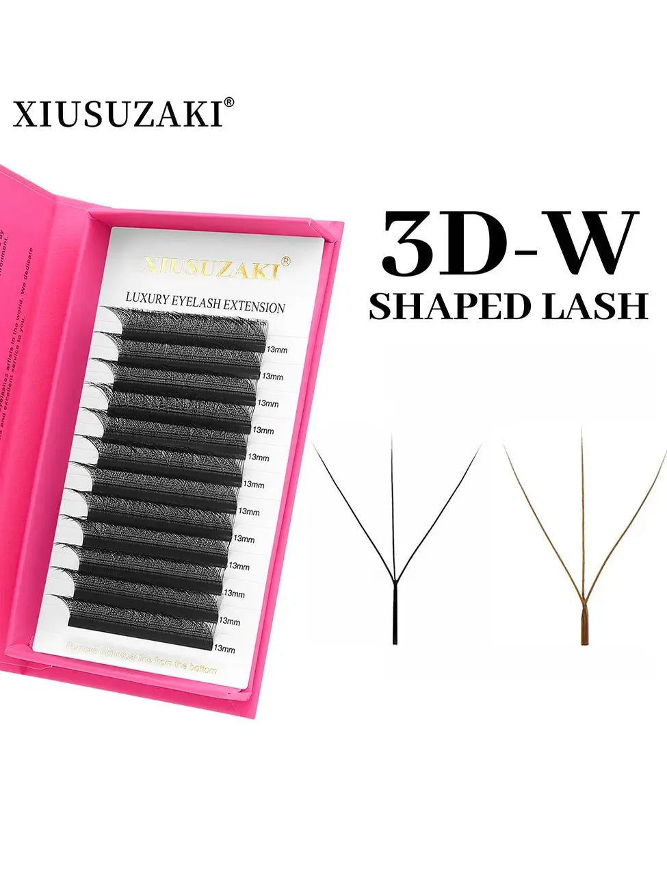 XIUSUZAKI 3D W Shaped Black Brown Eyelashes Extensions 3 Tips False Lashes Natural Soft Premade Volume Fans Individual Lashes
