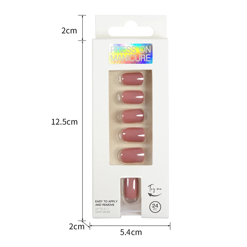 VITAGWX 24 Pcs False Nails Set Solid Color Press on Nails Short Artificial Reusable Nails Art Full Cover Stick on Nail Tips
