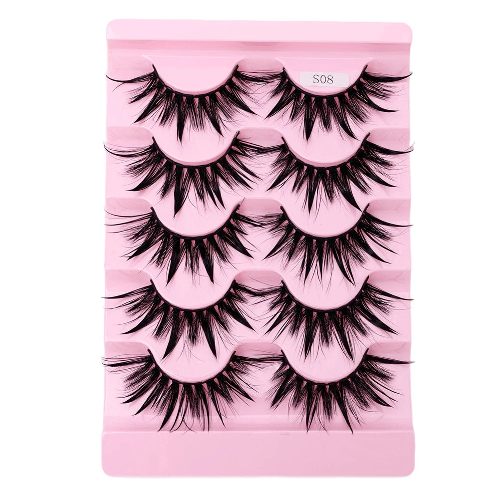 5Pairs Eyelashes Cos Dance Performance Eyelash Handmade Cross Eyelash Female Japanese Thai 3D Natural Manga Lashes Extension
