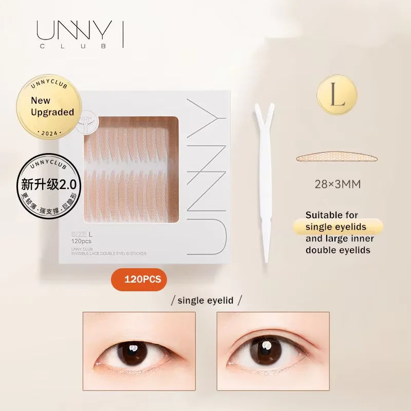U N N Y Eyelid Tape Sticker Invisible Double Fold Eyelid Paste Beige Stripe Self-adhesive Natural Eye Tape Makeup Tool
