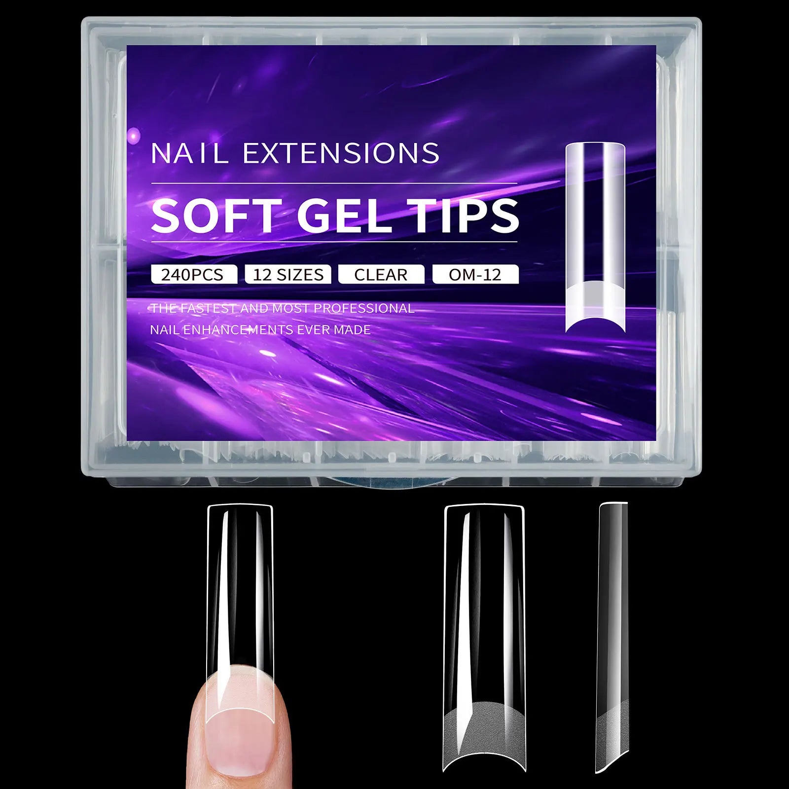 240pcs soft gel nail tips, half matte full coverage press-on nail tips almond square coffin french false nails thin front