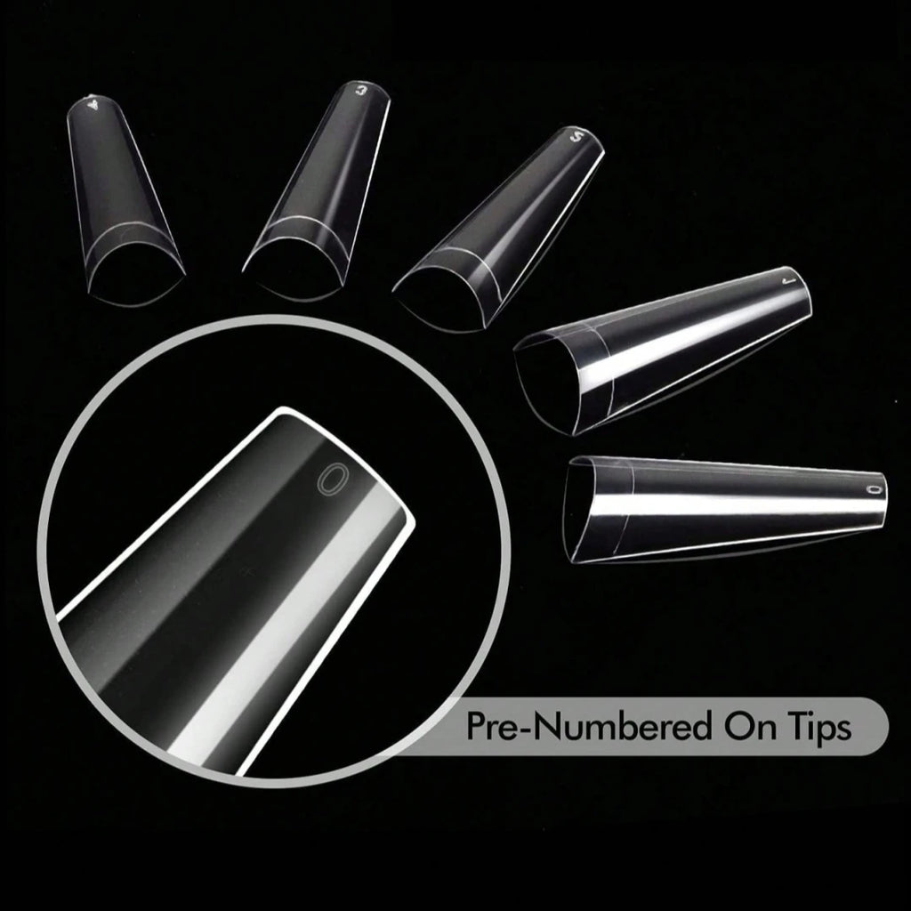 240pcs soft gel nail tips, half matte full coverage press-on nail tips almond square coffin french false nails thin front