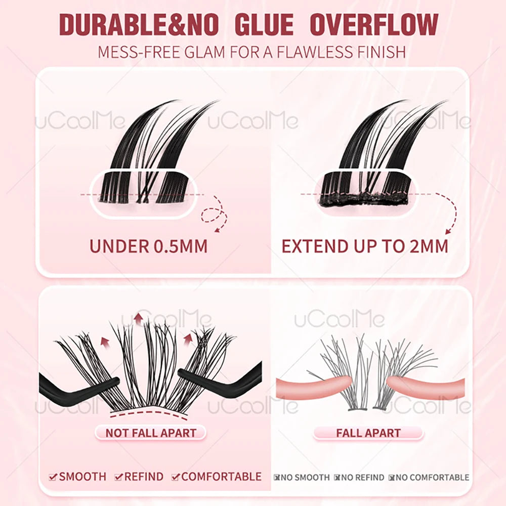 uCoolMe Lashes Aphrodite Natural 154 Pcs Lashes Cluster Kit C Curl Wispy Beginner Friendly Waterproof False Eyelashes Extension