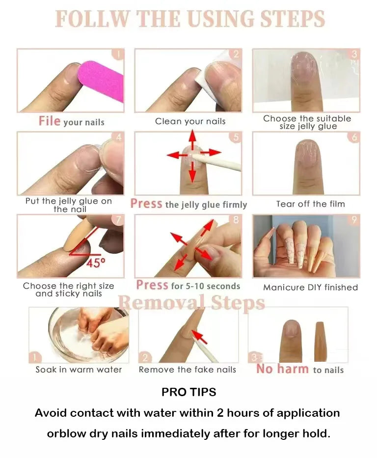 10pcs Handmade French Simpler False Nails for Hands Adhesive Fake Nails with Glue Acrylic Press on Nails Cheap Long Medium Short