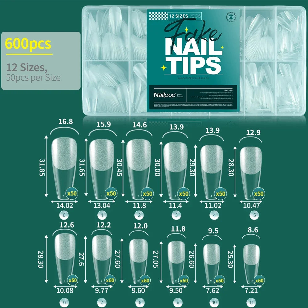 Nailpop Extra Short Nail Tips Half Cover Soft Gel Almond Shape False Nails 600pcs Gel x Tips for Nail Extension DIY Nail Art