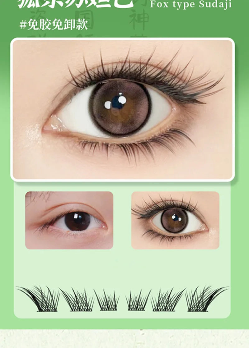 Voluminous Glue-free Self-adhesive False Eyelashes Comic Fox Eyes Effect Reusable Easy To Remove Long Winged Lash