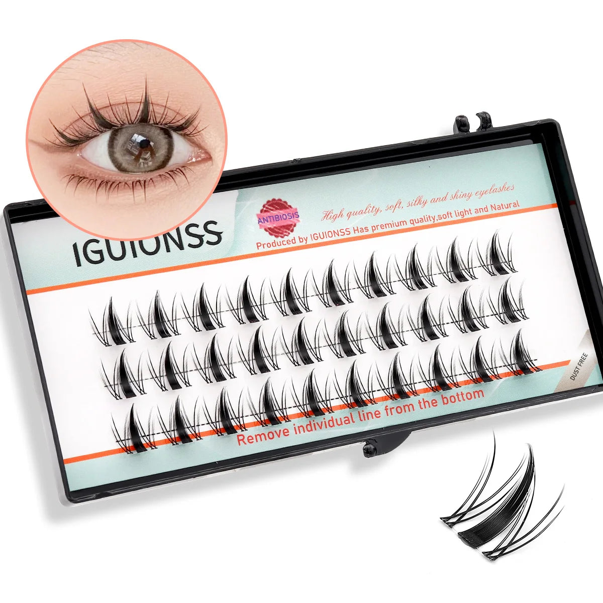 IGUIONSS Segmented False Eyelash Extension DIY Natural Individual Lash Makeup Tools Soft Easy to Operate Eyelashes