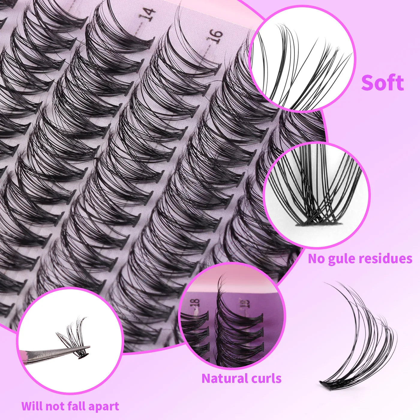 MIAOJIE 30D 40D 60D Mixed Tray Individual Lashes 3D Russia Volume Eye Lashes Soft Natural Lashes Mink Lash Cluster False Eyelash