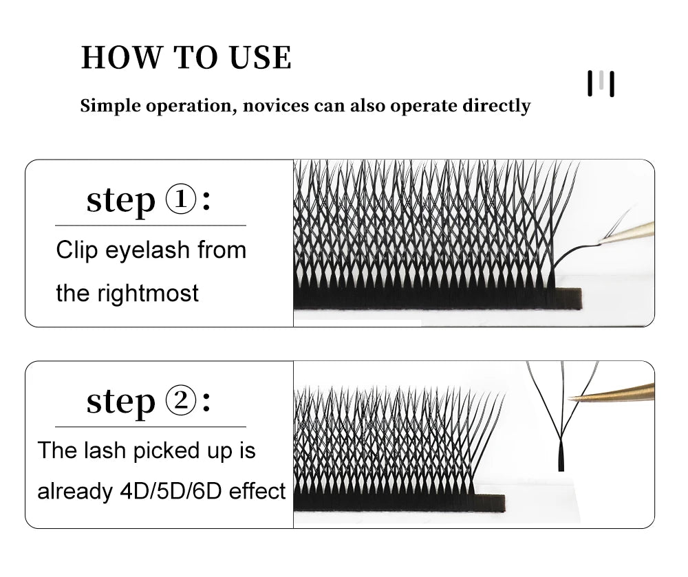 Yelix Cilios 5D W Shape Eyelash Extensions 4D/6D Premade Volume Fans Natural Soft Automatic Flowering Lash Makeup Supplies
