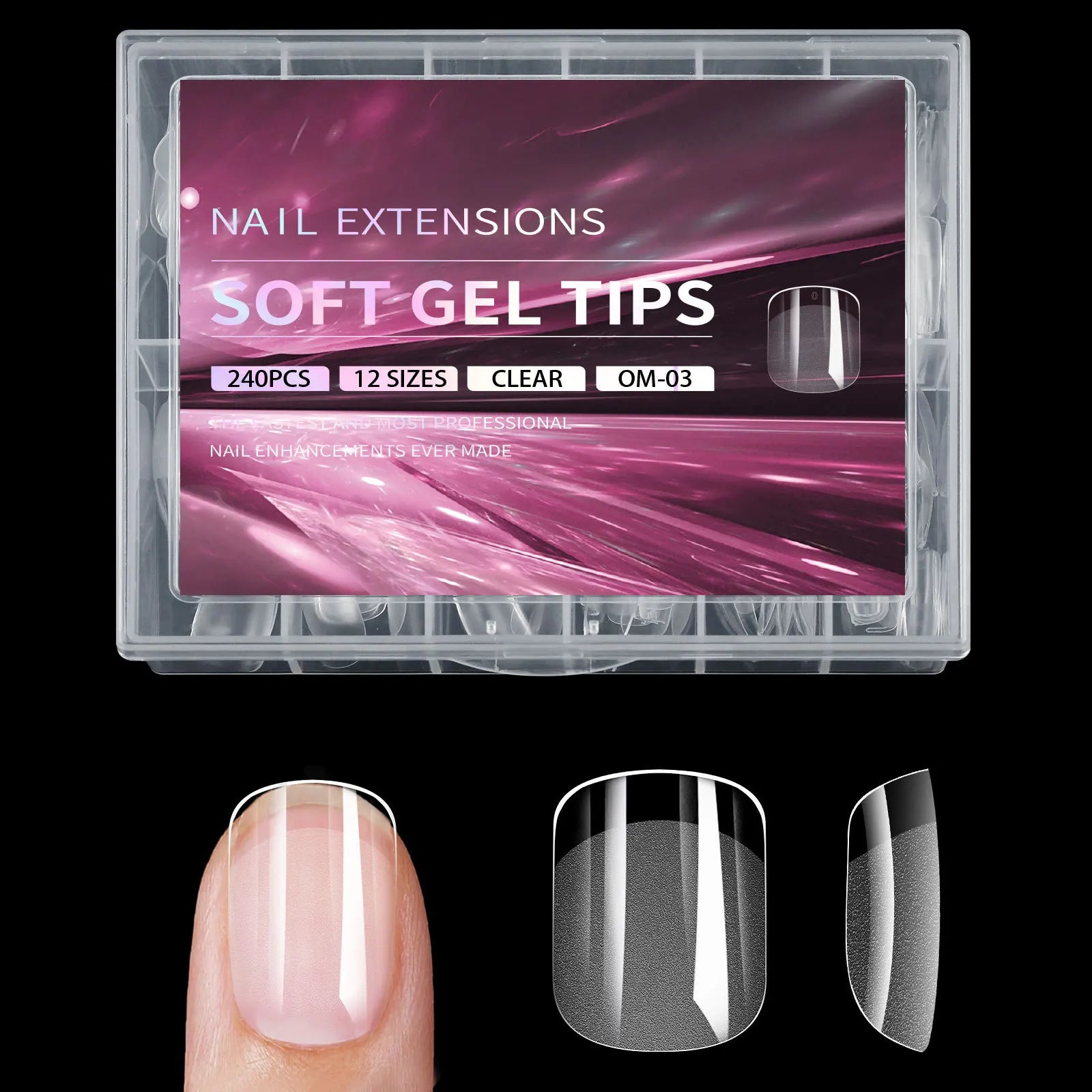 240pcs soft gel nail tips, half matte full coverage press-on nail tips almond square coffin french false nails thin front