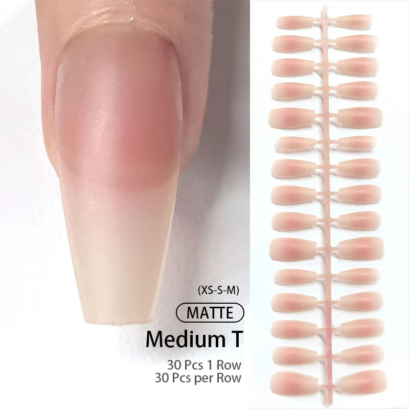 30Pcs Matte Nude Fake Nail Fashion Press on Quick Extension Wearable False Nails Simple Full Cover Nail Tips Manicure Nail Art