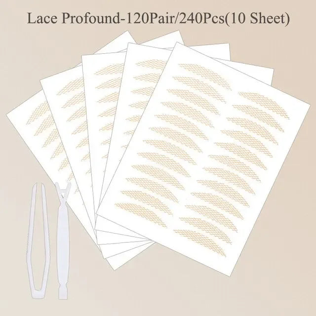 240Pcs  Nature Clear Beige Stripe Self-adhesive  Natural Eye Makeup Make Up With Tool New Double Fold Eyelid Tape Sticker Lace