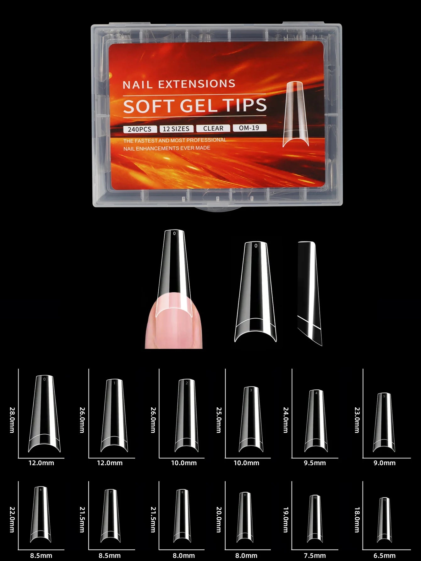 240pcs soft gel nail tips, half matte full coverage press-on nail tips almond square coffin french false nails thin front