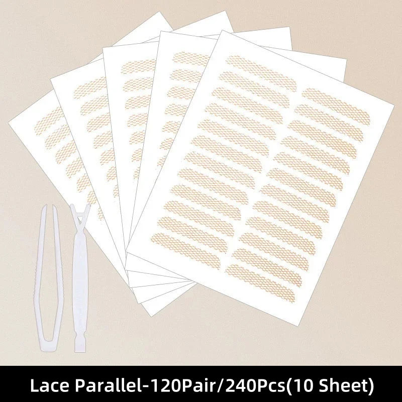 240/360Pcs Double Fold Eyelid Tape Sticker Lace Nature Clear Beige Stripe Self-adhesive Natural Eye Makeup Make Up with Tool