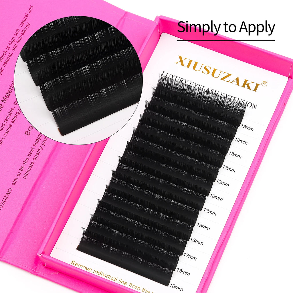 XIUSUZAKI 3D W Shaped Black Brown Eyelashes Extensions 3 Tips False Lashes Natural Soft Premade Volume Fans Individual Lashes