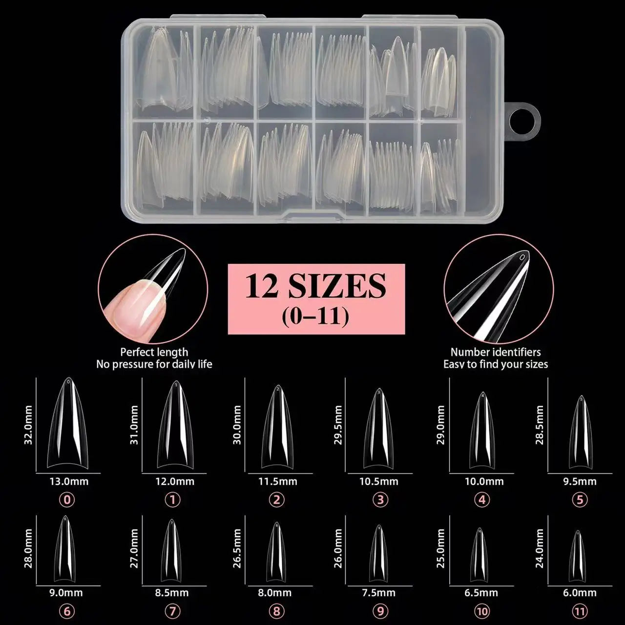 120 Short Almond-Shaped Oval Fake Nail Cutting Kit, Expandable and Complete Covering Nail Glue, French Ballet Shoe Style, Presse