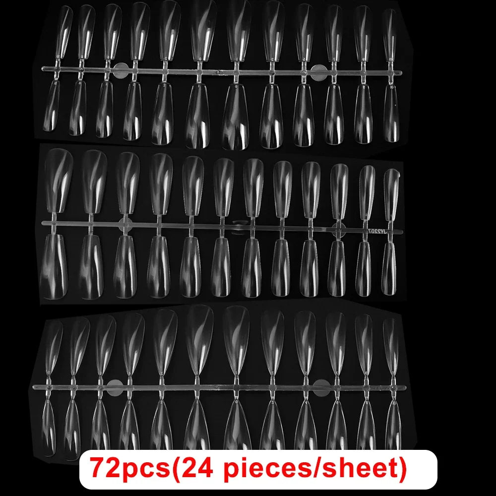 240pcs Ultra-thin Fake Nail Tips Extension Fully Transparent Artificial Press on Long Ballerinas Nails Art Tools False Nail Tips