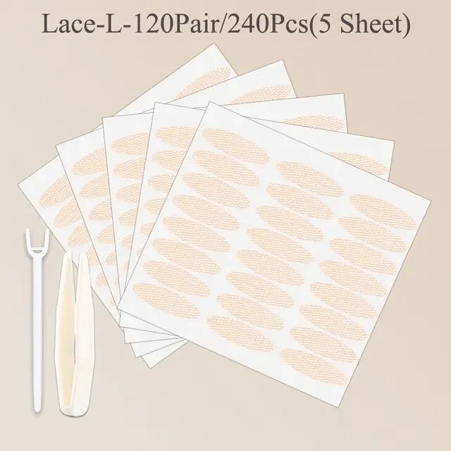 240Pcs  Nature Clear Beige Stripe Self-adhesive  Natural Eye Makeup Make Up With Tool New Double Fold Eyelid Tape Sticker Lace