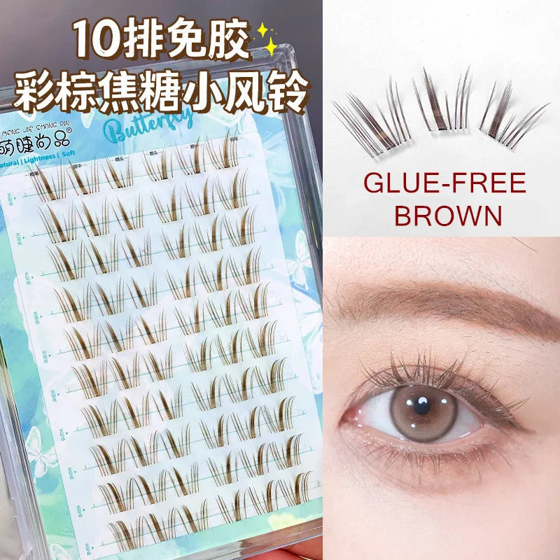 Voluminous Glue-free Self-adhesive False Eyelashes 5D Fluffy Thick Natural Curling Lash Easy Application Anime Eye