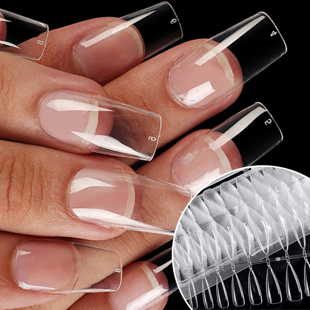 240pcs Ultra-thin Fake Nail Tips Extension Fully Transparent Artificial Press on Long Ballerinas Nails Art Tools False Nail Tips