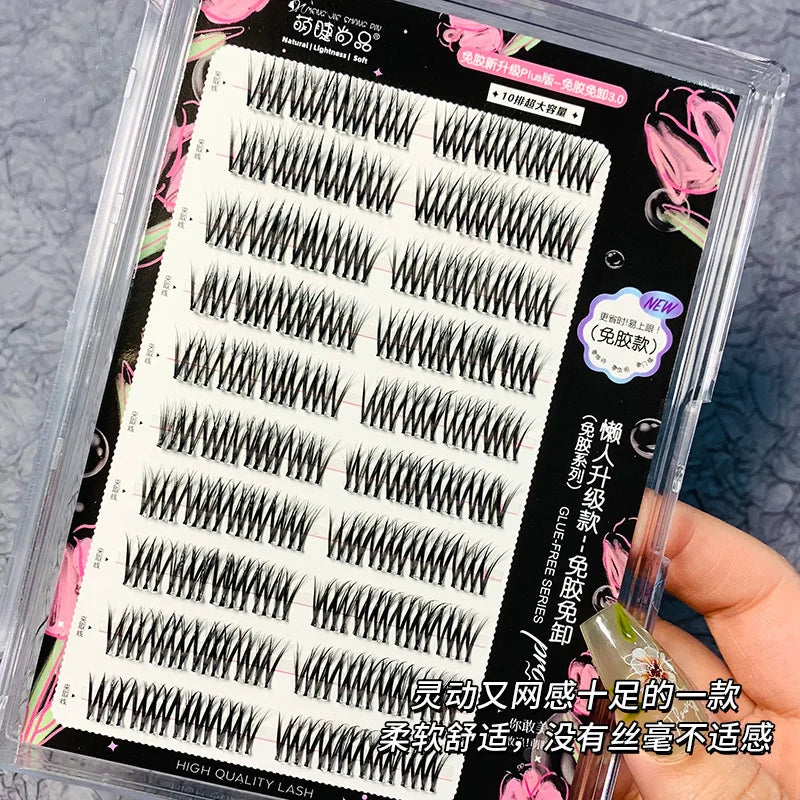 Voluminous Glue-free Self-adhesive False Eyelashes 5D Fluffy Thick Natural Curling Lash Easy Application Anime Eye