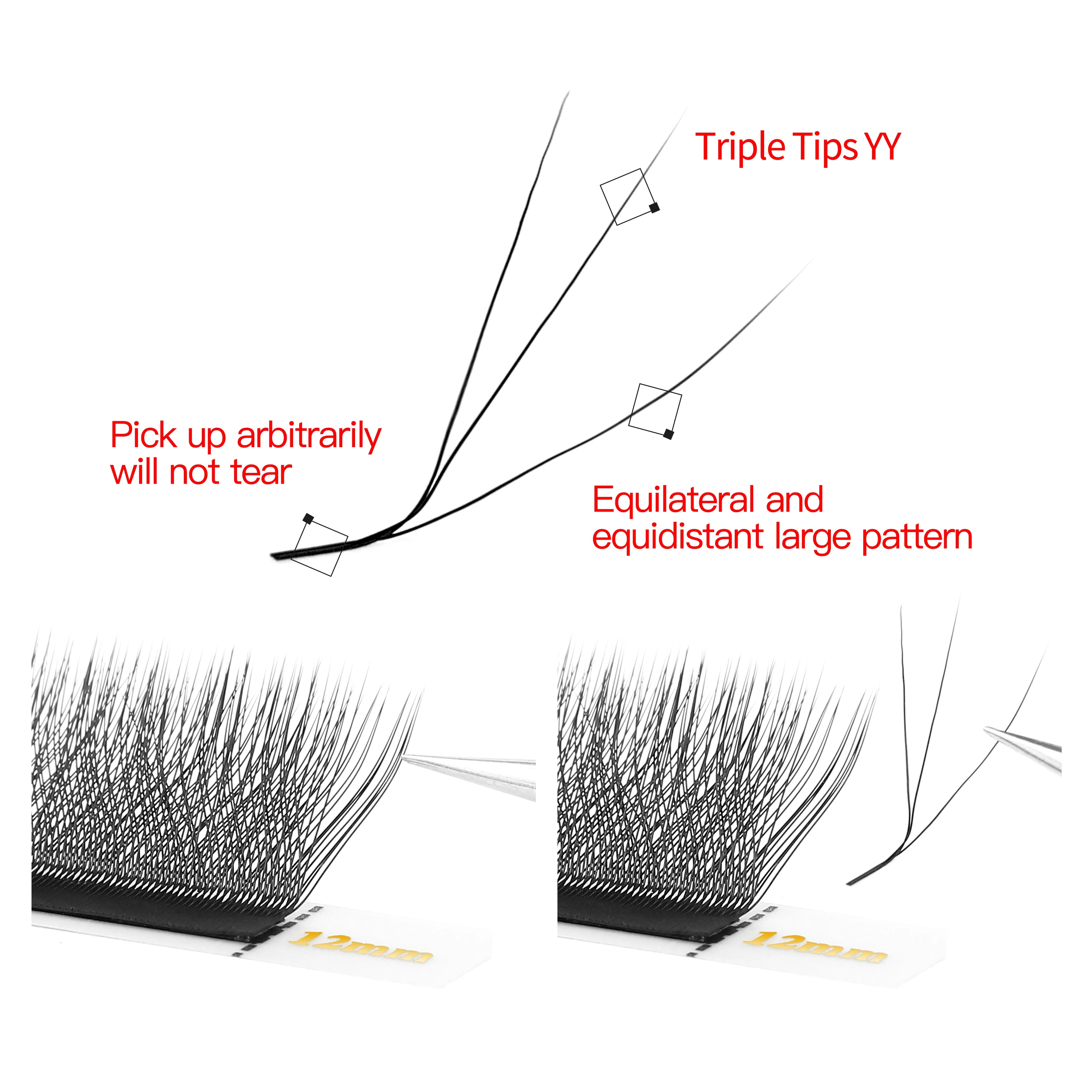 XIUSUZAKI L/LU/M Curl YY 3D 4D 5D W Shape Eyelash Extension Hand Woven  Soft Light Natural Lashes Premade Volume Fan Eyelashes