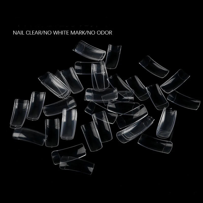 Set of 500 Natural Clear Full Cover False Nails with French Half Tips for Nail Art Manicure 10 Sizes